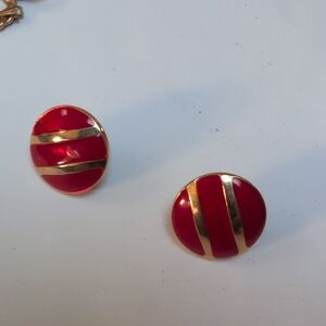 Chic Red and Gold Striped Earrings